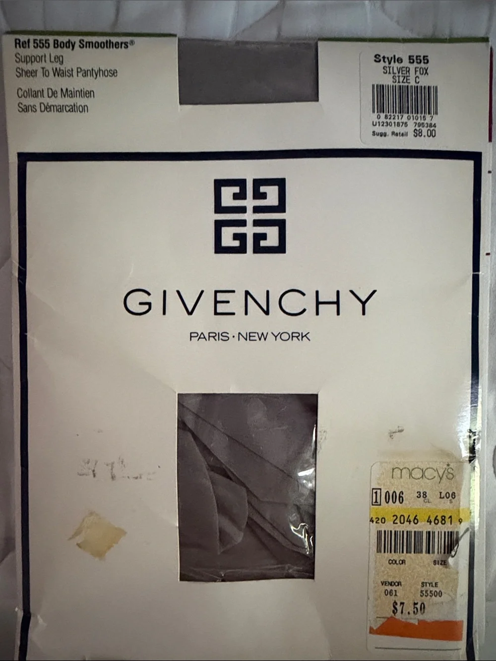 Givenchy Men’s Support Sheer Pantyhose – Silver Gray